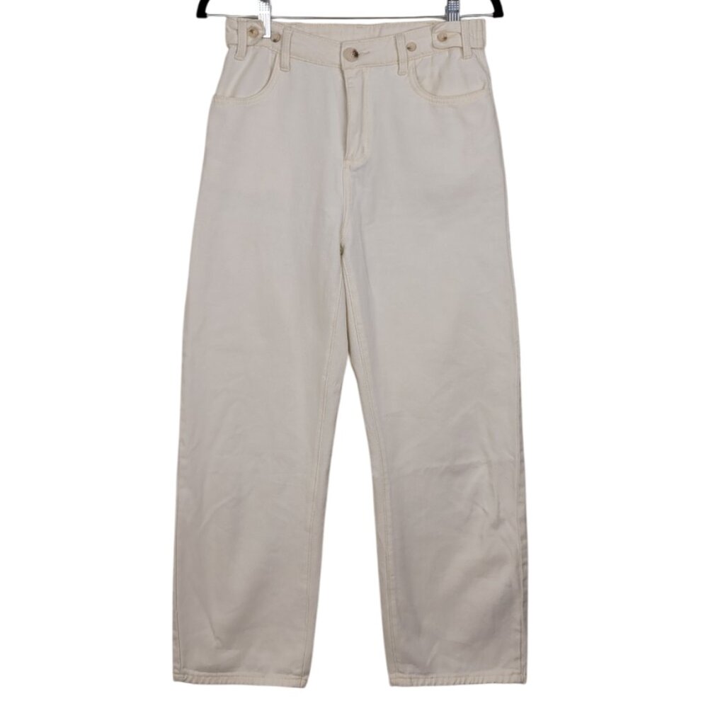Relaxed Fit Straight Leg White Denim Trousers Jeans 28in Waist